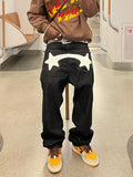 Jeans Holgados de Hombre con Estampado de Estrella Negra - Tendencia de Moda