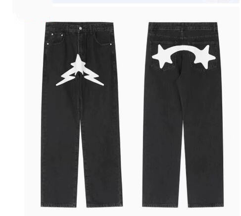 Jeans Holgados de Hombre con Estampado de Estrella Negra - Tendencia de Moda