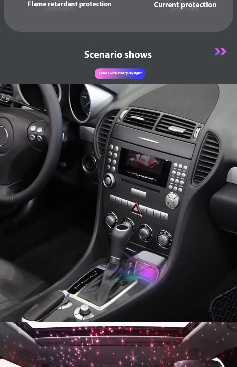 Cargador de Teléfono Móvil para Coche Cuatro en Uno Multifunción con Doble Línea Telescópica